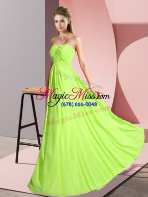 Attractive Floor Length Yellow Green Prom Party Dress Sweetheart Sleeveless Lace Up