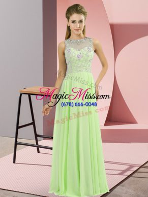 Modern Sleeveless Chiffon Floor Length Zipper Homecoming Dress in with Beading