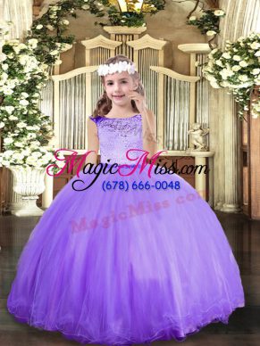 Trendy Lavender Scoop Zipper Lace Winning Pageant Gowns Sleeveless