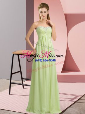 Inexpensive Floor Length Empire Sleeveless Yellow Green Prom Dresses Lace Up