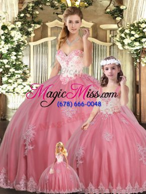 Beautiful Sleeveless Beading and Appliques Lace Up 15th Birthday Dress