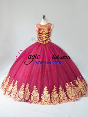 Tulle Sleeveless Floor Length Quinceanera Dress and Appliques