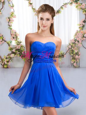 Adorable Royal Blue Bridesmaid Dresses Wedding Party with Ruching Sweetheart Sleeveless Lace Up
