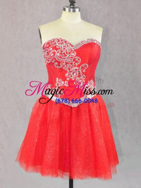 Red Homecoming Dresses Prom and Party with Beading Sweetheart Sleeveless Lace Up