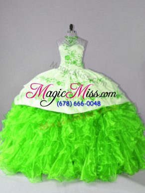Fitting Sleeveless Organza Court Train Lace Up Quinceanera Dresses for Sweet 16 and Quinceanera