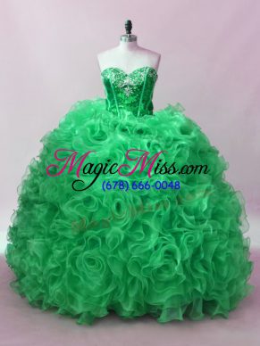 Flirting Green Sweetheart Lace Up Sequins Sweet 16 Dress Sleeveless