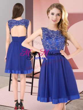 Mini Length Empire Sleeveless Royal Blue Dama Dress for Quinceanera Backless