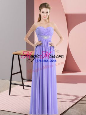 Sweetheart Sleeveless Prom Party Dress Floor Length Beading Lavender Chiffon