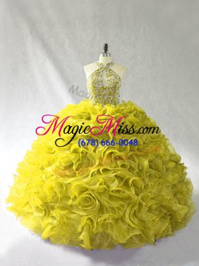 Olive Green Sleeveless Beading and Ruffles Lace Up Quinceanera Dress