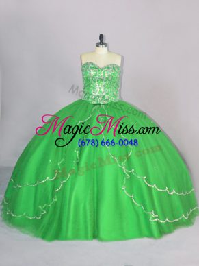 Shining Beading Quinceanera Gowns Lace Up Sleeveless Brush Train