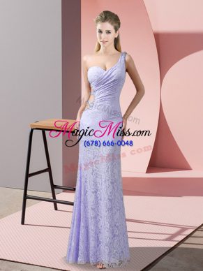 Smart One Shoulder Sleeveless Lace Evening Dress Beading and Lace Criss Cross