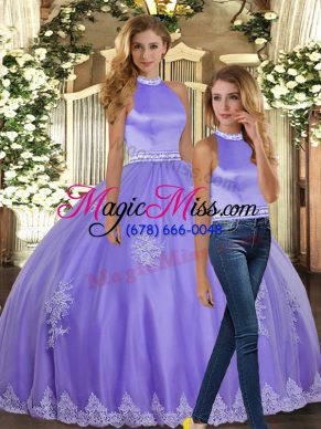High Class Tulle Sleeveless Floor Length Sweet 16 Dress and Appliques