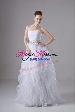 Dynamic White Sleeveless Organza Zipper Bridal Gown for Wedding Party