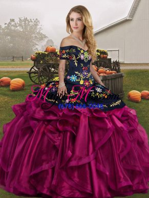 Pretty Floor Length Ball Gowns Sleeveless Fuchsia Quinceanera Dresses Lace Up