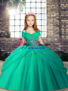 Sleeveless Beading Lace Up Winning Pageant Gowns