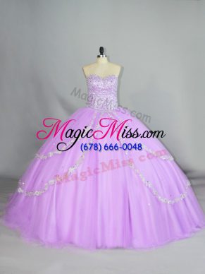 Ball Gowns 15 Quinceanera Dress Lavender Sweetheart Tulle Sleeveless Lace Up