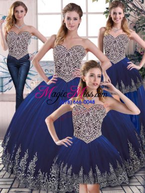 Ideal Royal Blue Sleeveless Tulle Lace Up Sweet 16 Dresses for Sweet 16 and Quinceanera