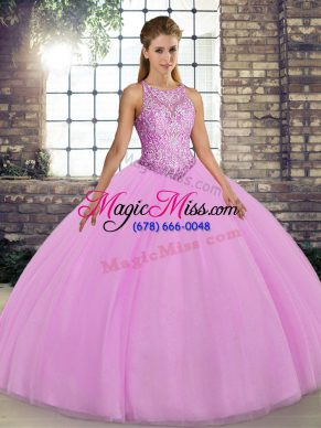 Enchanting Lilac Scoop Neckline Embroidery Sweet 16 Quinceanera Dress Sleeveless Lace Up
