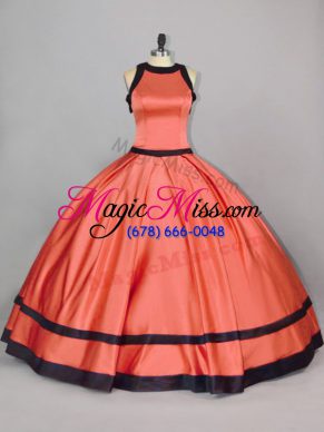 Extravagant Ball Gowns Ball Gown Prom Dress Orange Scoop Satin Sleeveless Floor Length Zipper