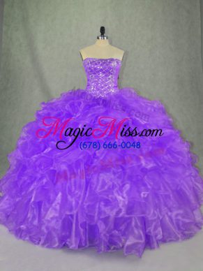 Classical Organza Sleeveless Floor Length Sweet 16 Dresses and Beading and Ruffles