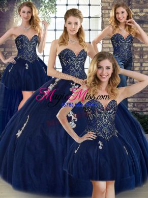 Sleeveless Beading and Appliques Lace Up Sweet 16 Quinceanera Dress