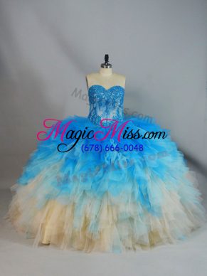 Sweetheart Sleeveless Lace Up Quinceanera Dresses Multi-color Tulle