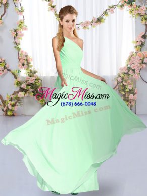 Hot Sale One Shoulder Sleeveless Chiffon Court Dresses for Sweet 16 Ruching Lace Up