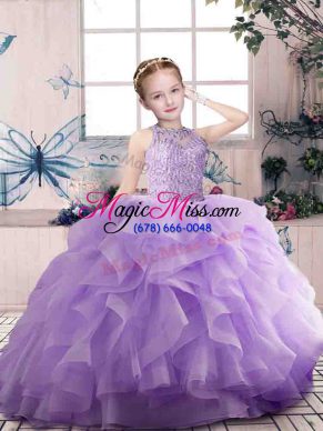 Super Sleeveless Beading and Ruffles Zipper Pageant Gowns For Girls