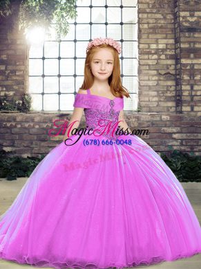 High Quality Sleeveless Beading Lace Up Pageant Gowns