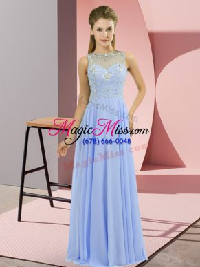 Lavender Empire Chiffon High-neck Sleeveless Beading Floor Length Zipper Homecoming Dress