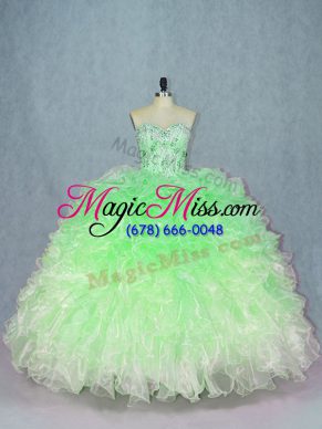 Dazzling Multi-color Sleeveless Floor Length Beading and Ruffles Lace Up Quinceanera Gowns