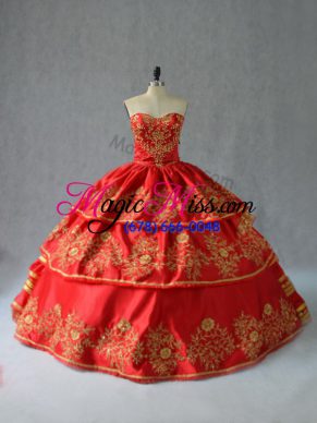 Satin Sleeveless Floor Length Quinceanera Dresses and Embroidery and Ruffled Layers