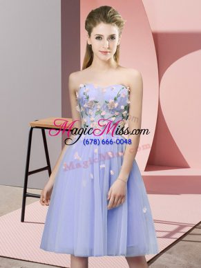Tulle Sleeveless Knee Length Wedding Party Dress and Appliques