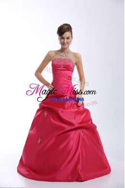 Fitting Ball Gowns 15th Birthday Dress Hot Pink Sweetheart Taffeta Sleeveless Floor Length Lace Up