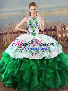 Low Price Sleeveless Embroidery and Ruffles Lace Up Sweet 16 Dresses