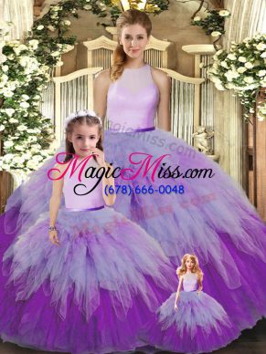 Multi-color Sleeveless Organza Backless Quinceanera Dress for Military Ball and Sweet 16 and Quinceanera