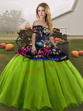 Dynamic Ball Gowns Quinceanera Dress Off The Shoulder Tulle Sleeveless Floor Length Lace Up