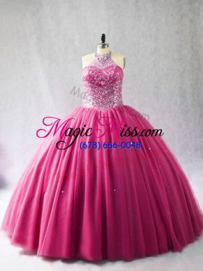 Sleeveless Brush Train Lace Up Beading Quinceanera Gown