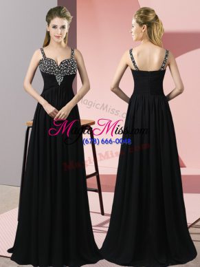 Amazing Black Evening Dress Prom and Party with Beading Straps Sleeveless Zipper