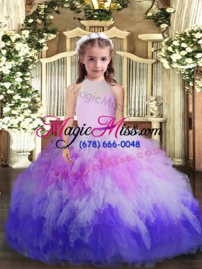 Top Selling Multi-color High-neck Neckline Ruffles Pageant Dress Toddler Sleeveless Backless