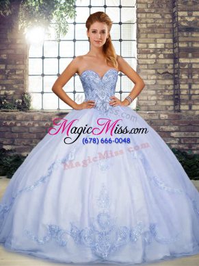 Captivating Lavender Sleeveless Tulle Lace Up Sweet 16 Quinceanera Dress for Military Ball and Sweet 16 and Quinceanera