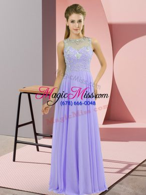 High-neck Sleeveless Zipper Prom Dress Lavender Chiffon