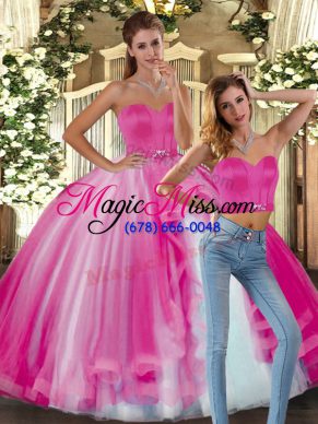 Customized Tulle Sleeveless Floor Length Quinceanera Dress and Beading
