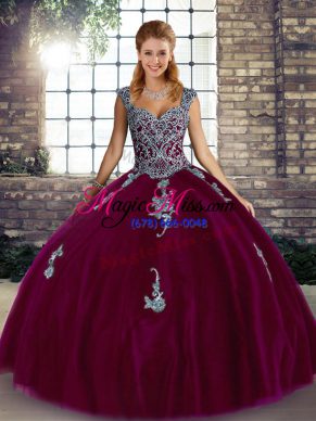 Sleeveless Beading and Appliques Lace Up Quinceanera Gown