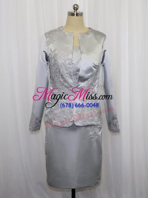Edgy Sleeveless Mini Length Lace and Appliques Zipper Mother Of The Bride Dress with Grey