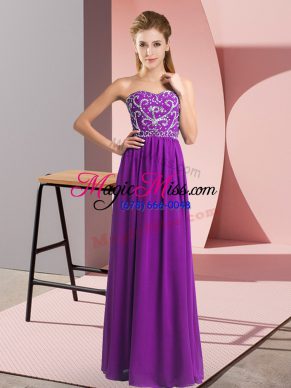 Vintage Floor Length Purple Homecoming Dress Sweetheart Sleeveless Lace Up