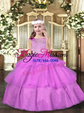 Popular Floor Length Ball Gowns Sleeveless Lilac Little Girl Pageant Dress Zipper