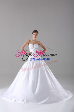 Fashion White Sleeveless Beading Lace Up Wedding Gowns