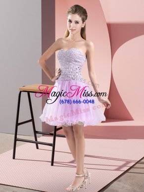 Lavender Homecoming Gowns Prom and Party with Beading Sweetheart Sleeveless Zipper