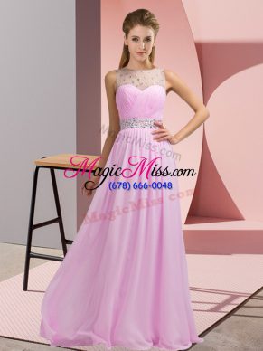 Pink Prom Party Dress Prom and Party with Beading Scoop Sleeveless Backless